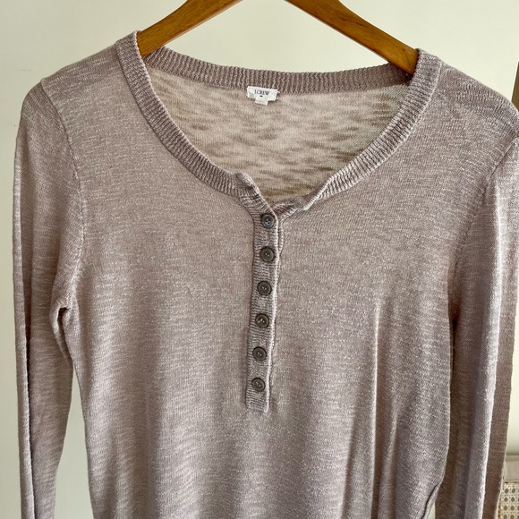 J. Crew Linen Henley Crewneck Sweater in Beige - M - Picture 2 of 3
